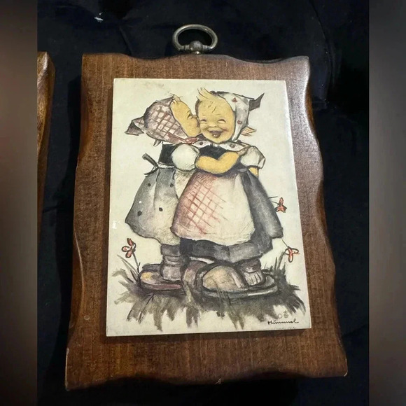 Vintage Hummel Wood Wall Plaques Made in USA German Boy & Girl Sisters Brothers - Picture 2 of 13